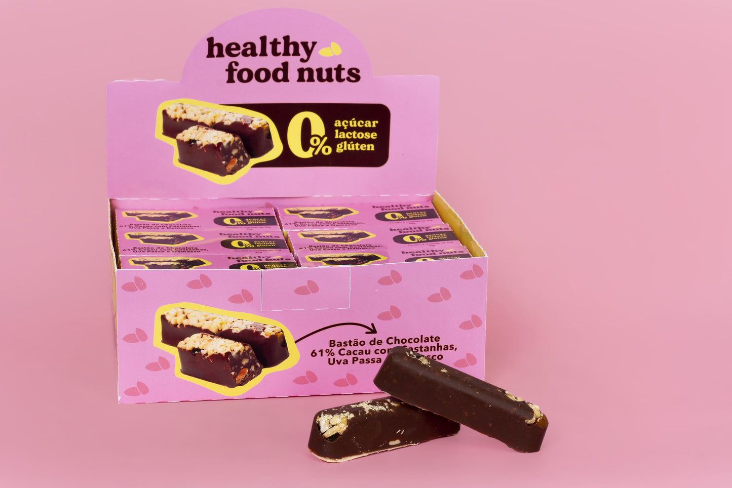 Caixa de Barrinhas de Chocolates Preto e Branco com Nuts (480g)